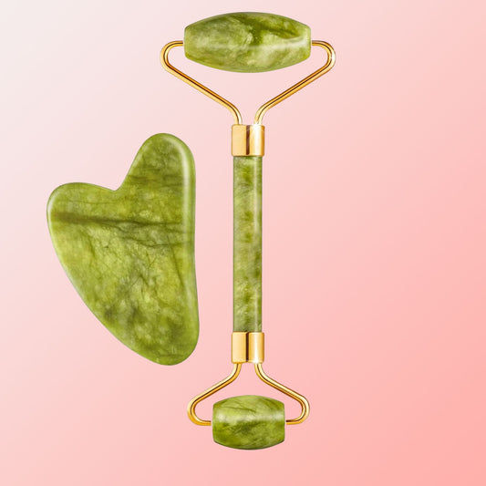 Dāvana: Nefrīta sejas rullītis un Gua Sha masāžas komplekts